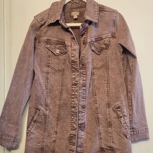 Purple Distressed Denim Jacket